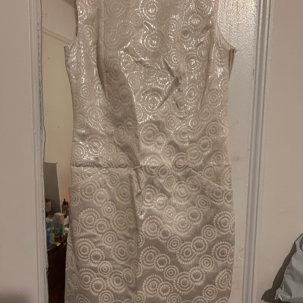 Club Monaco Cream Textured Midi Dress